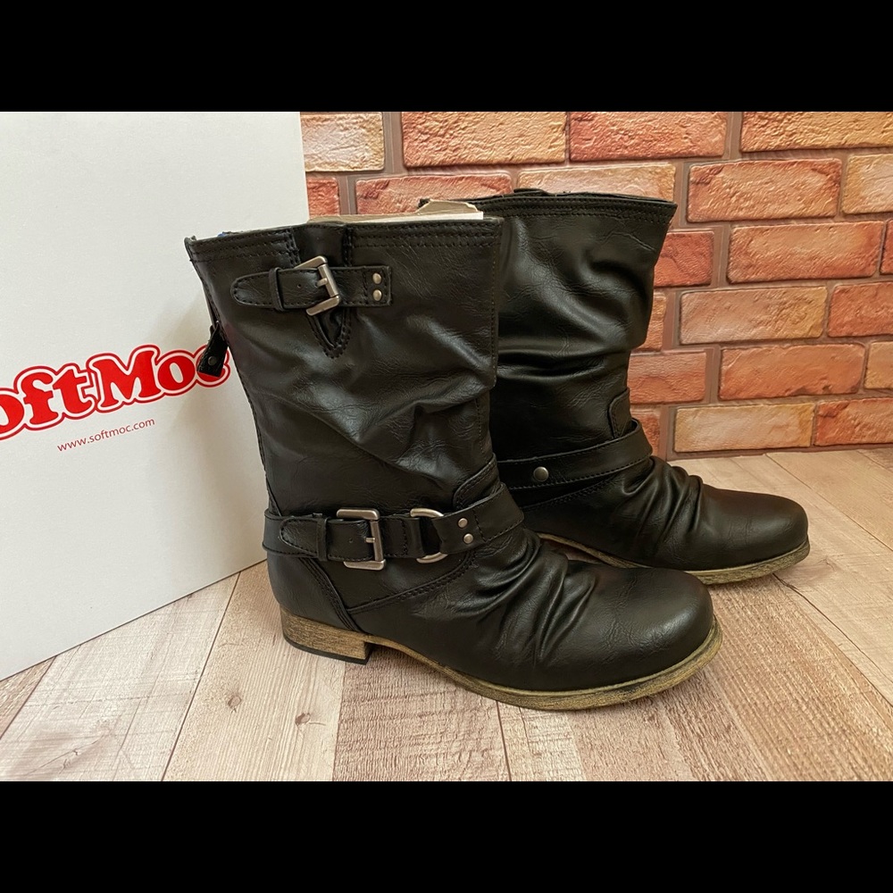 Softmoc Faux Leather Boot | Size 36 / 6-6.5 | Black